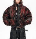 Unisex Cropped Leather Puffer Jacket