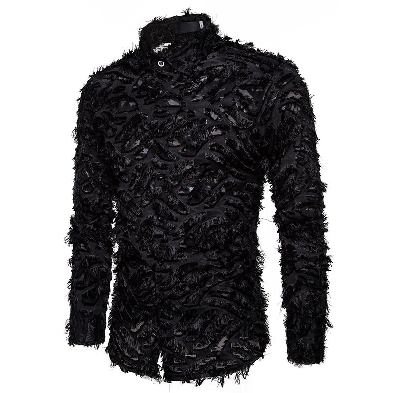 Feather Tassel Lapel Shirt