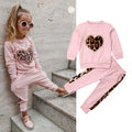 Kids' pink printed hoodie and jogger set, sizes 80–120 cm