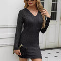 Fashion V-Neck Hooded Cashmere Knit Dress