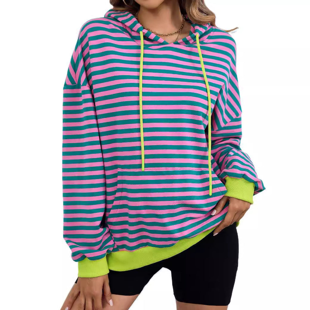 Loose Striped Oversized Hoodie