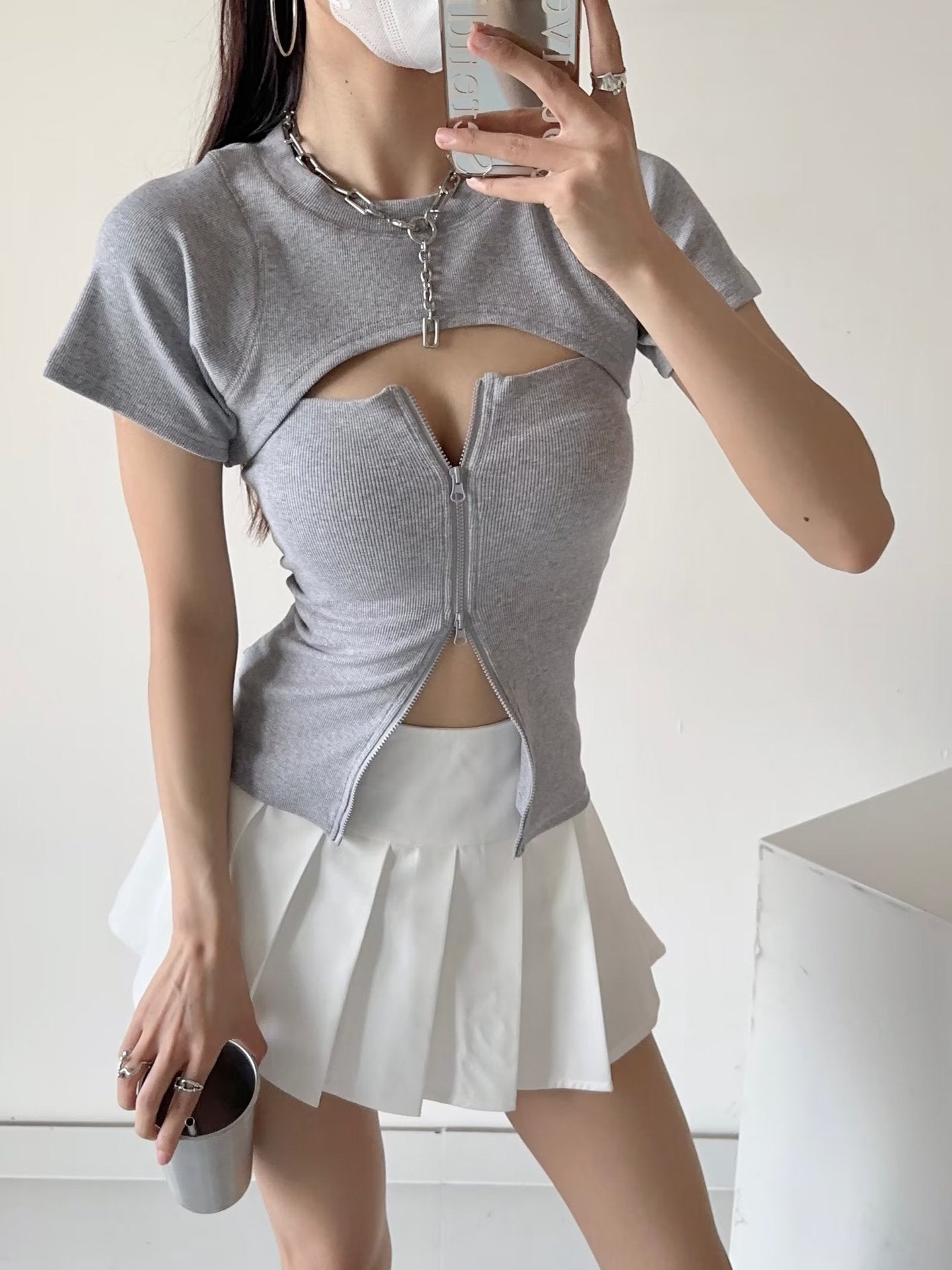 Slim-Fit Zipper Tube Top