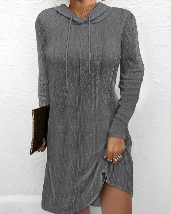 Oversized Long Sleeve Hooded Knit Dress