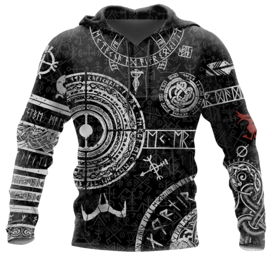 Odin’s Legacy – Viking Tattoo Graphic Hoodie