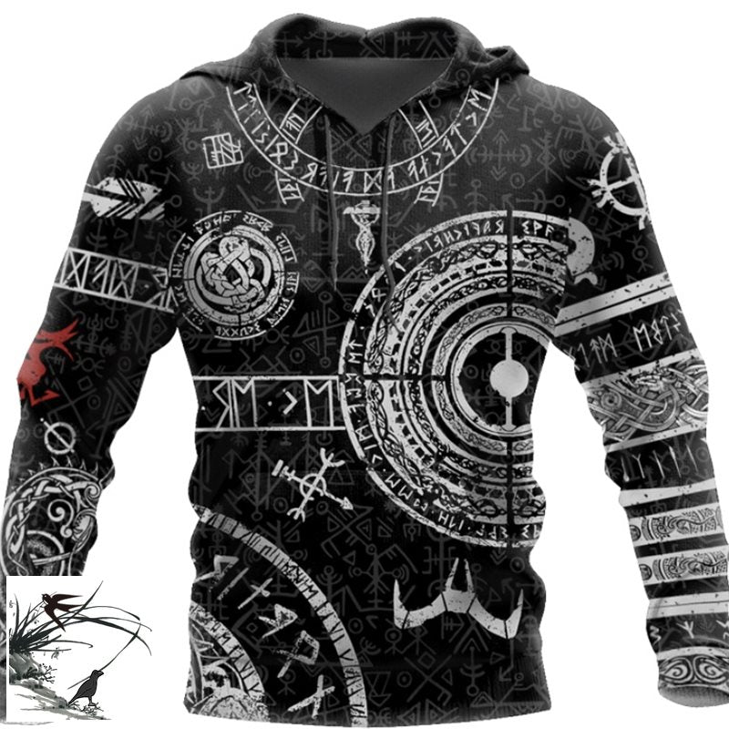 Odin’s Legacy – Viking Tattoo Graphic Hoodie
