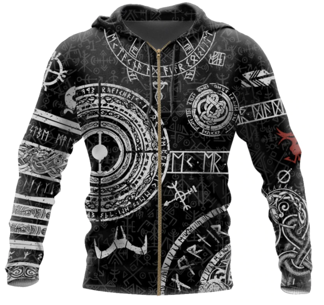 Odin’s Legacy – Viking Tattoo Graphic Hoodie