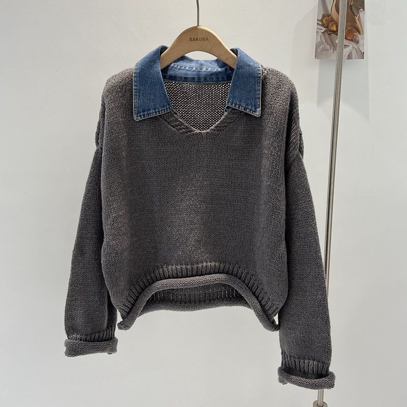 Denim Knit Sweatshirt