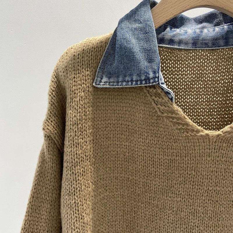 Denim Knit Sweatshirt
