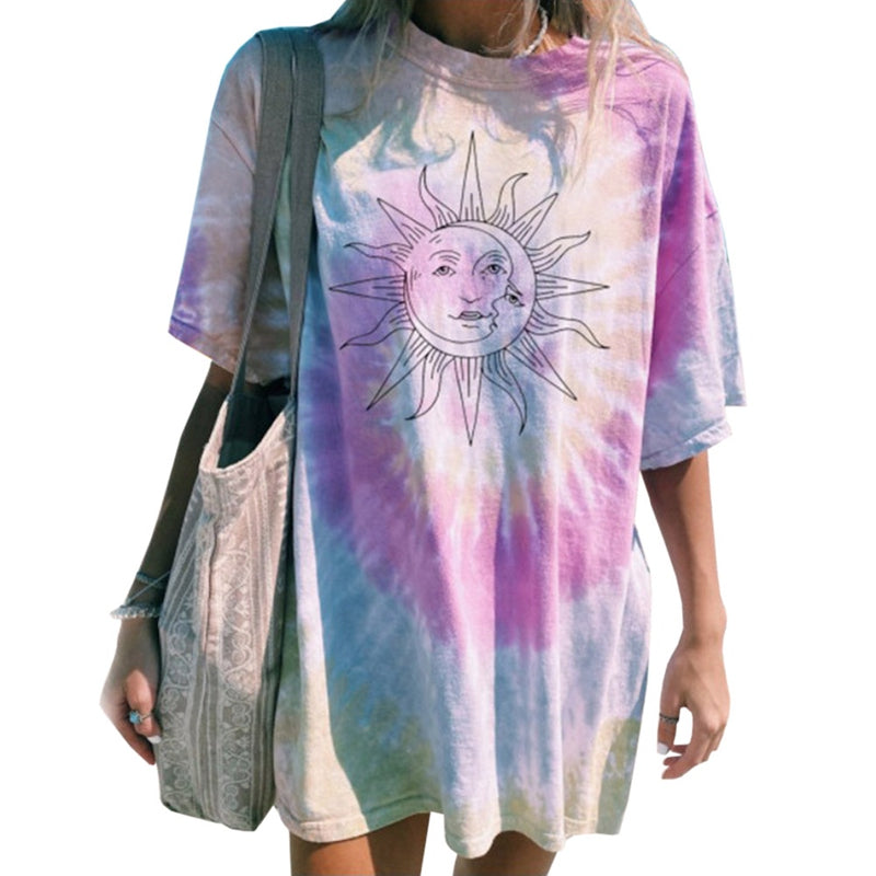 Boho Sun Tie-Dye Oversized T-Shirt Dress