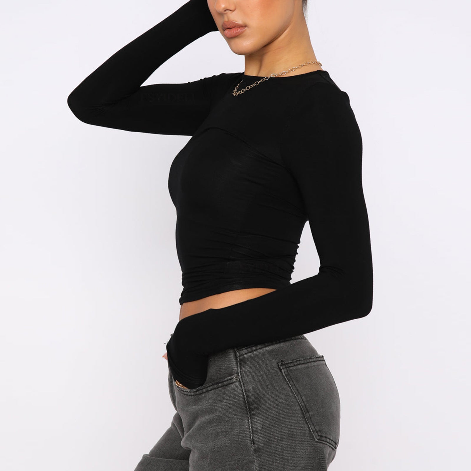 Slim Long-Sleeve Pullover Top