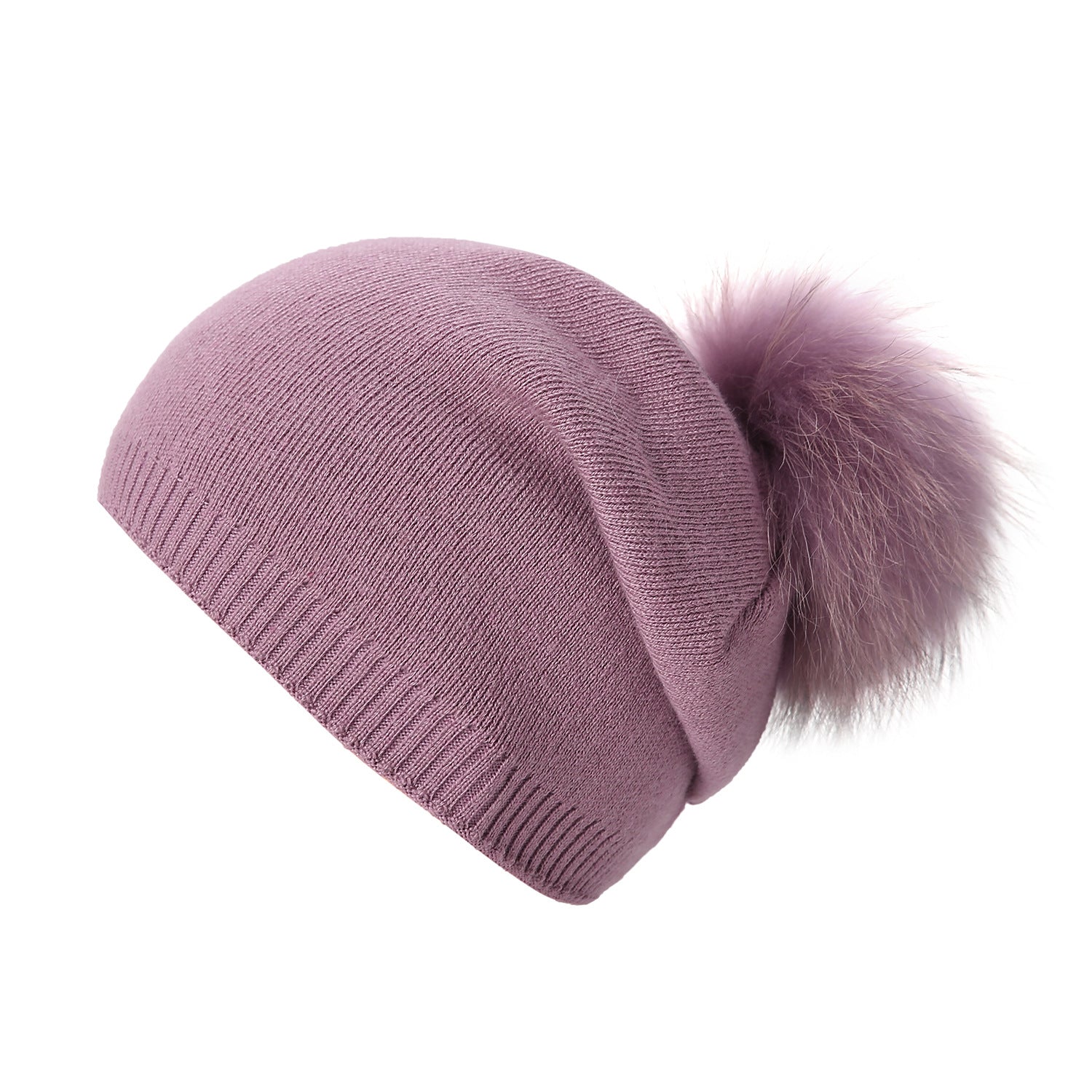 Fur Pom Pom Beanie Hat