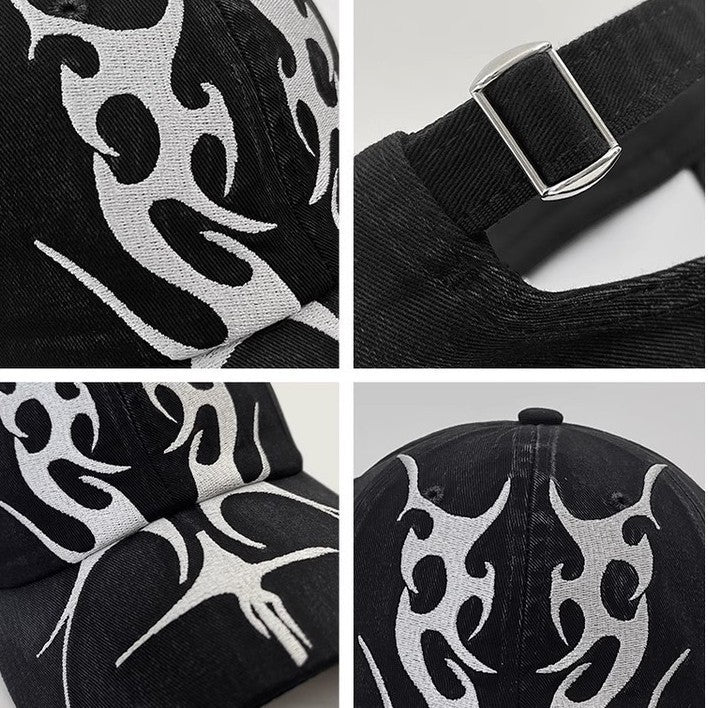 Embroidered Flame Baseball Cap