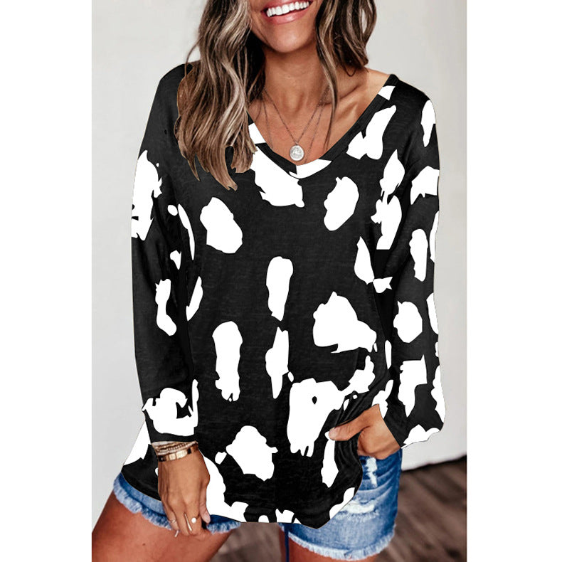 Loose Long Sleeve Printed T-Shirt