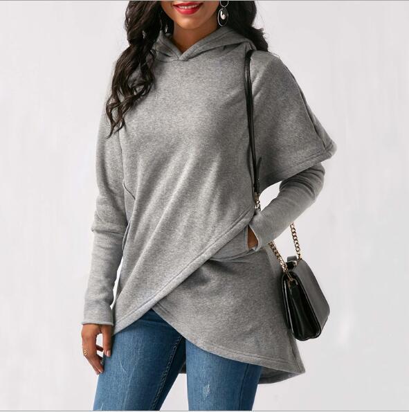 Autumn Winter Fleece Irregular Hoodie
