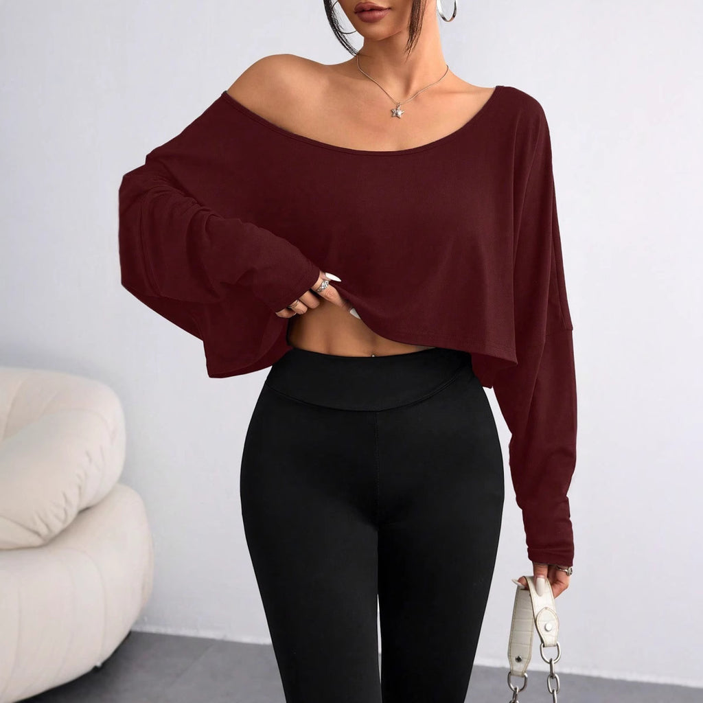Cropped Loose-Fit Long Sleeve Top