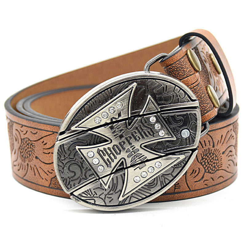 Vintage Engraved Leather Belt