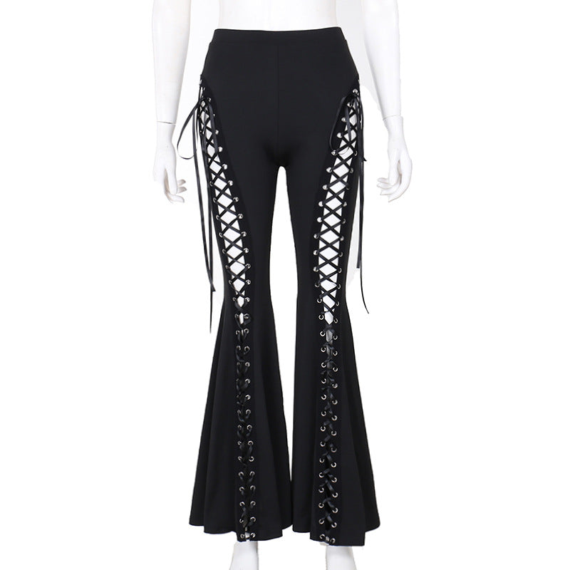 High Waist Corset Strap Bell-Bottom Pants