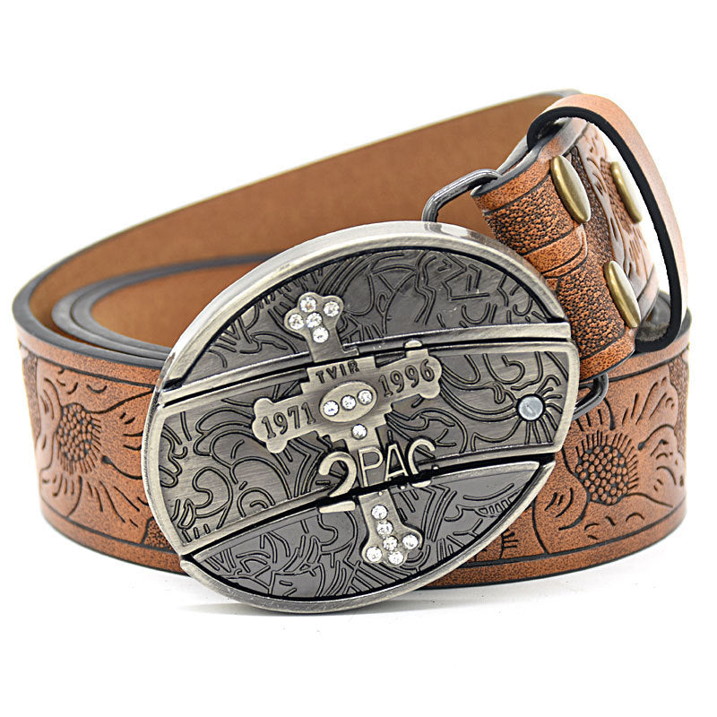 Vintage Engraved Leather Belt