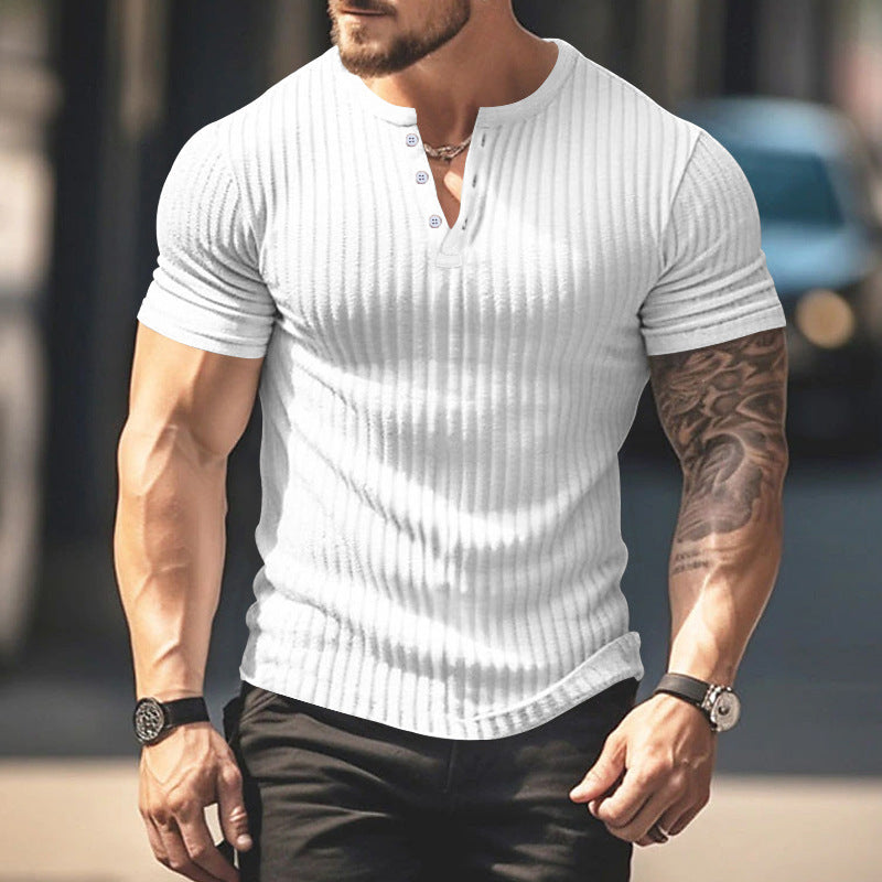Slim Fit V-Neck Henley T-Shirt