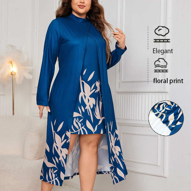 Asymmetric Turtleneck Long Sleeve Dress