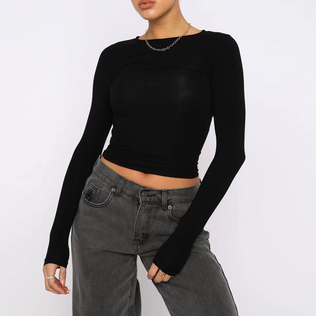Slim Long-Sleeve Pullover Top