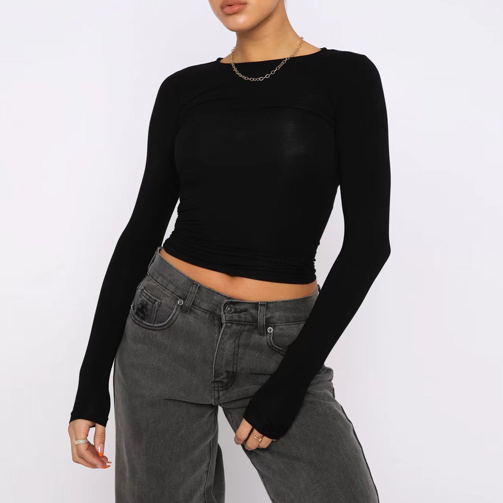 Slim Long-Sleeve Pullover Top