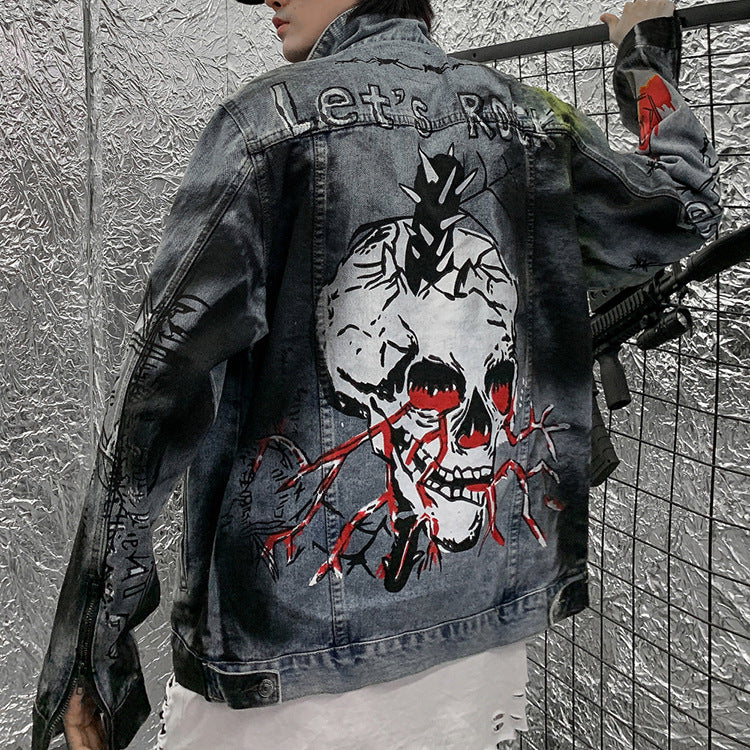 European Street Graphic Denim Jacket