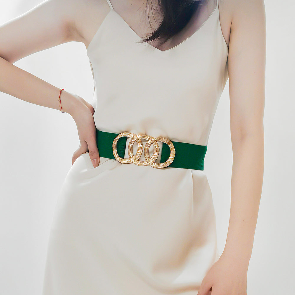 Geometric Circle Buckle Wide Belt