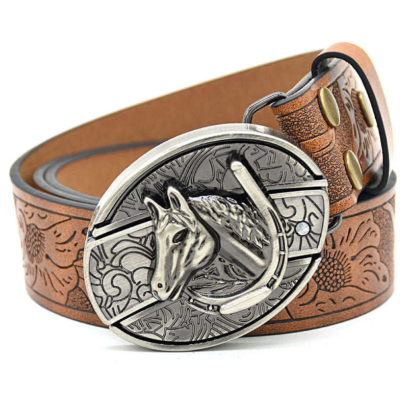 Vintage Engraved Leather Belt
