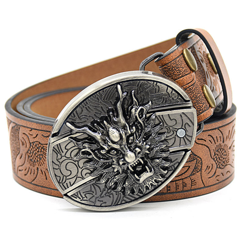 Vintage Engraved Leather Belt
