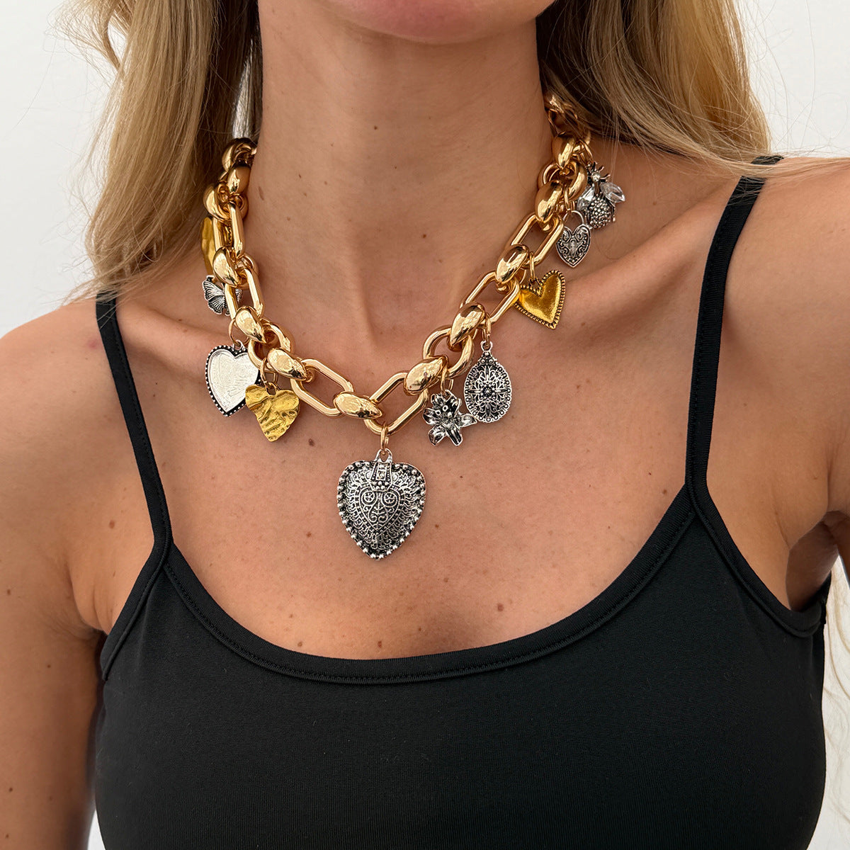Punk Heart Pendant Necklace
