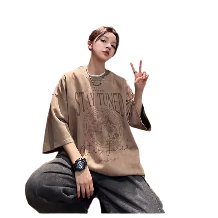 Suede Velvet Short-Sleeve Summer T-Shirt