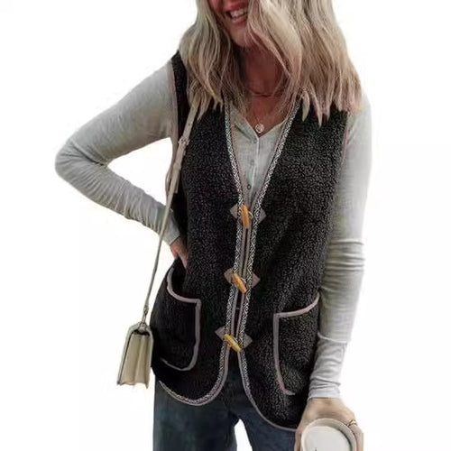Contrast Plush Sleeveless Vest