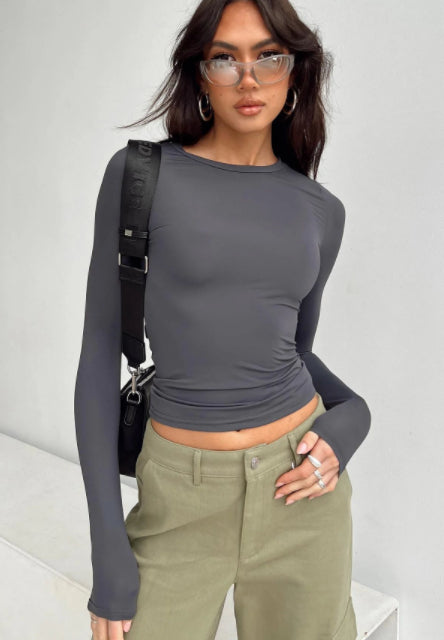 Slim Long-Sleeve Pullover Top