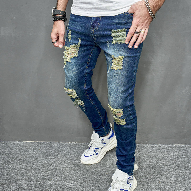 Distressed Slim Fit Elastic Jeans