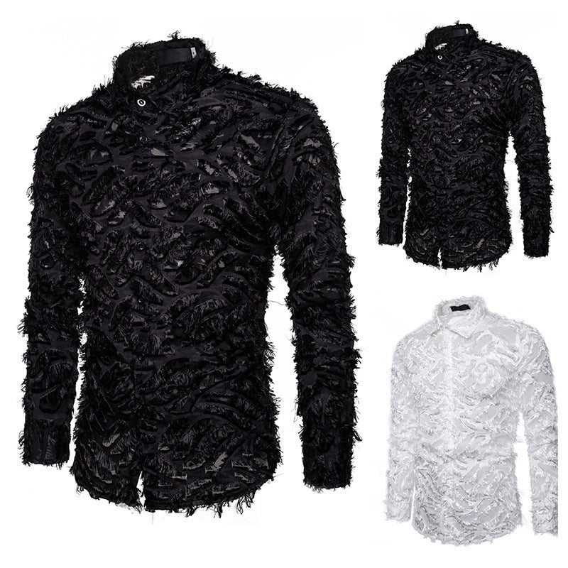 Feather Tassel Lapel Shirt