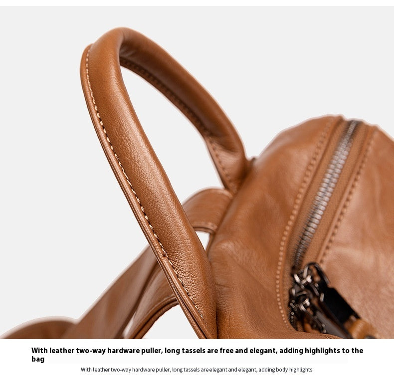 Minimalist Leather Versatile Backpack