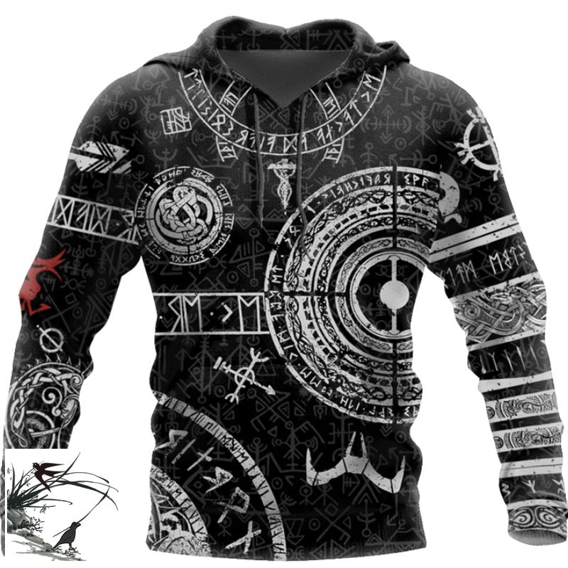Odin’s Legacy – Viking Tattoo Graphic Hoodie