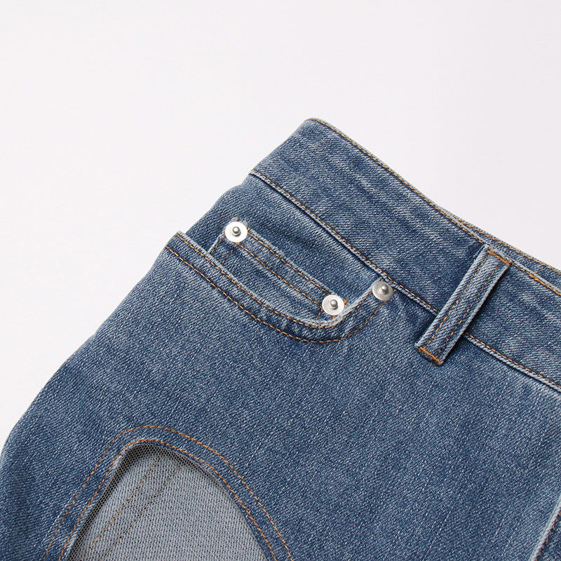 Irregular Hollow Patchwork Jeans