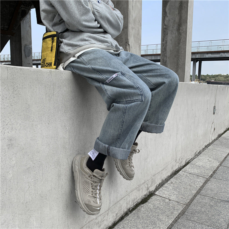 Straight Leg Cargo Jeans