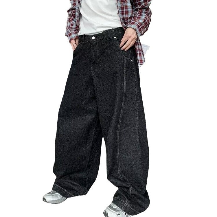 Washed Distressed Wide Leg Jeans