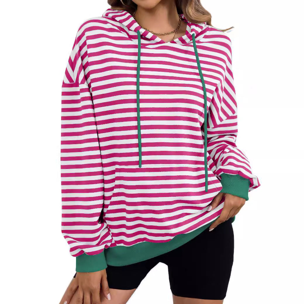 Loose Striped Oversized Hoodie