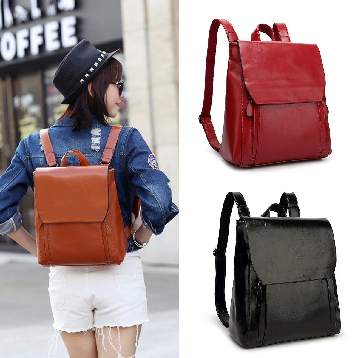 Genuine Leather Crossbody Backpack