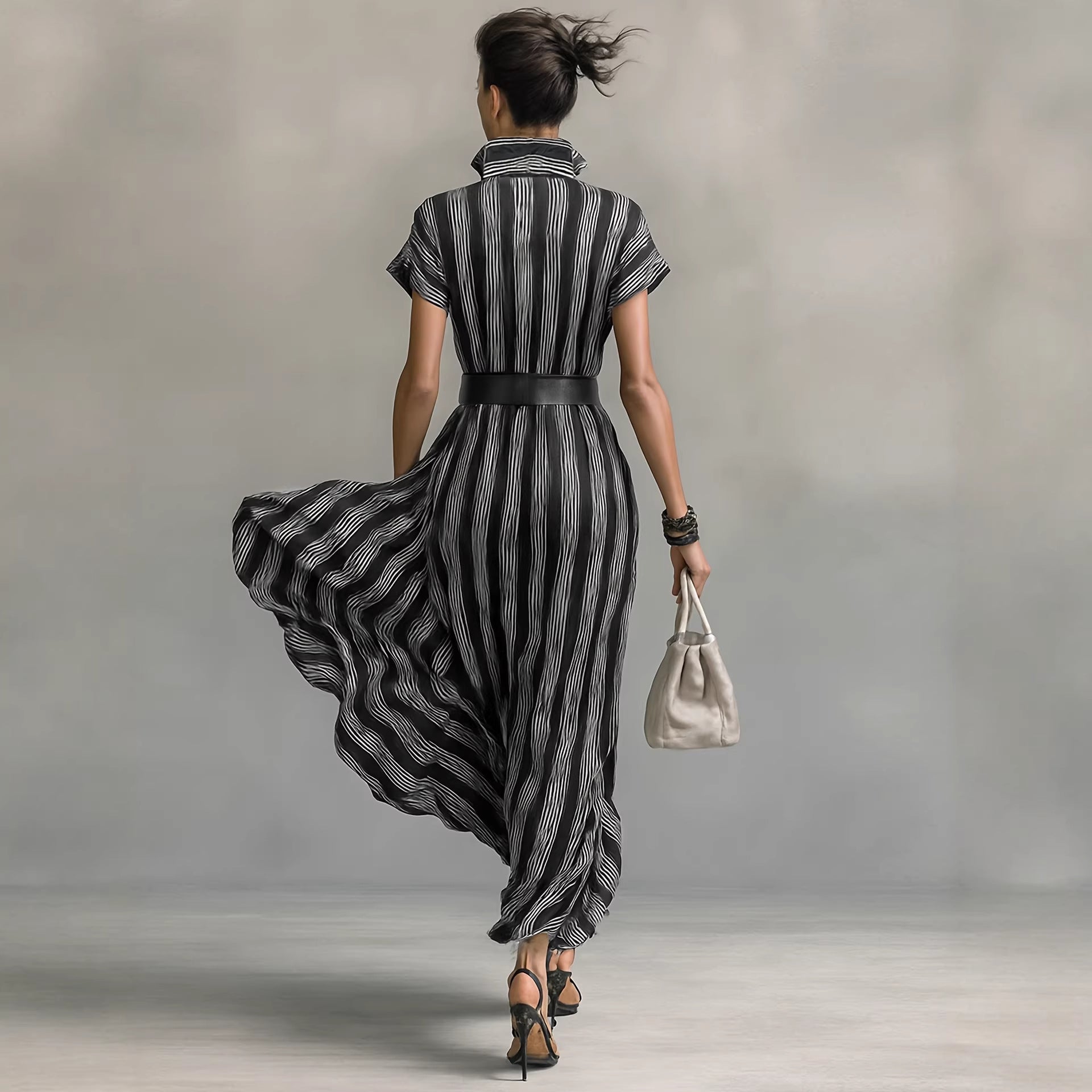 Elegant Striped Shirt Dress