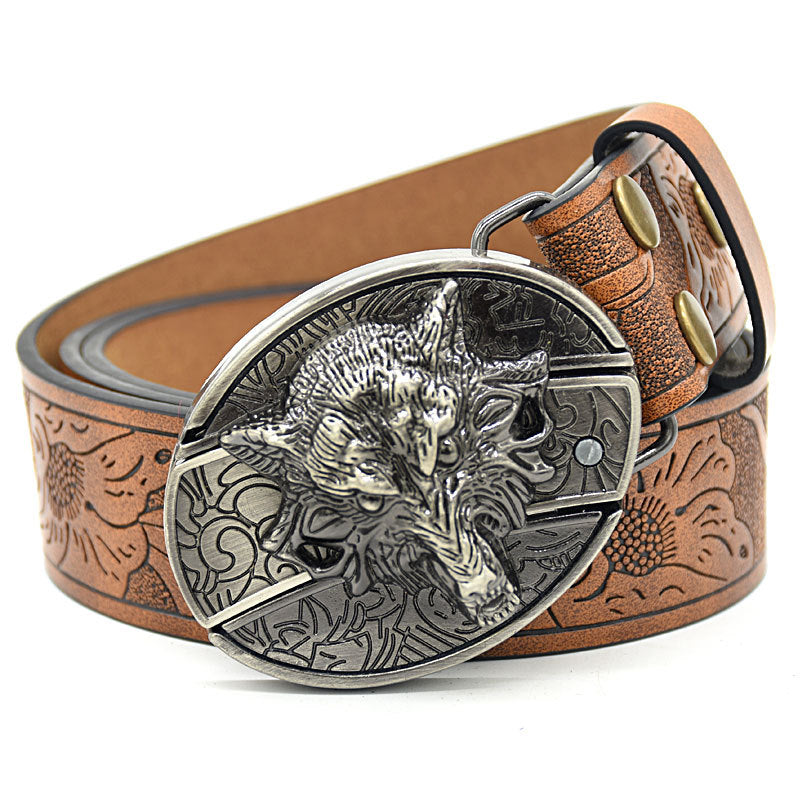 Vintage Engraved Leather Belt