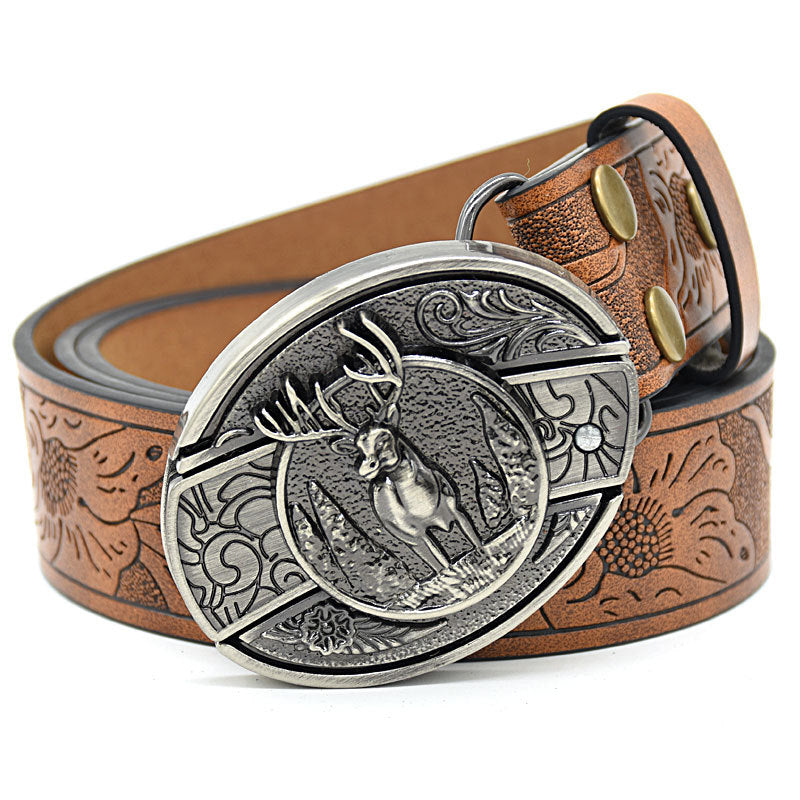 Vintage Engraved Leather Belt