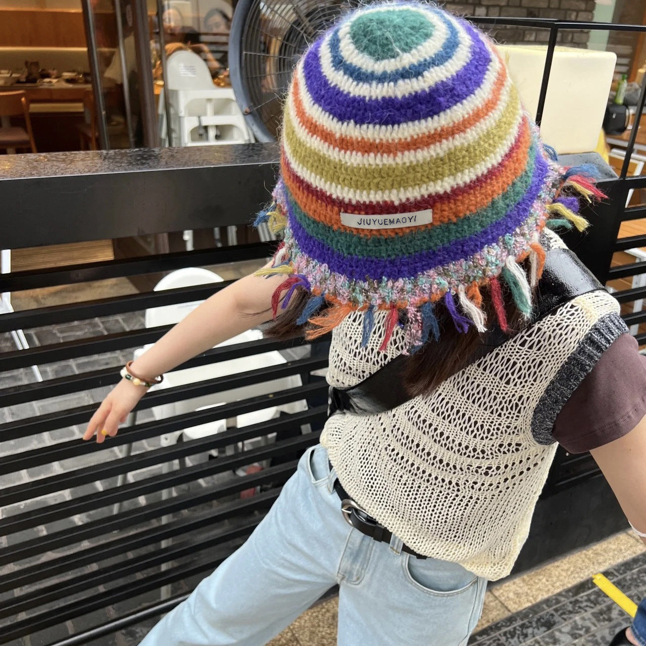 Vintage Crochet Tassel Bucket Hat