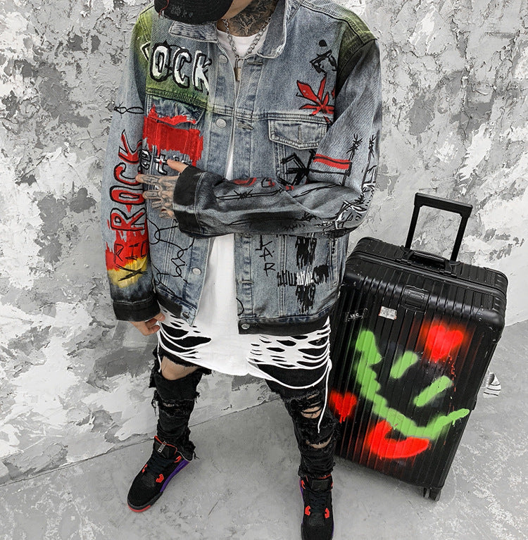 European Street Graphic Denim Jacket