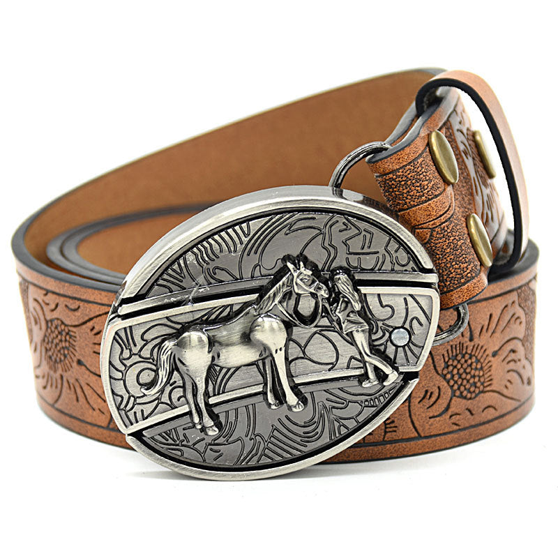 Vintage Engraved Leather Belt