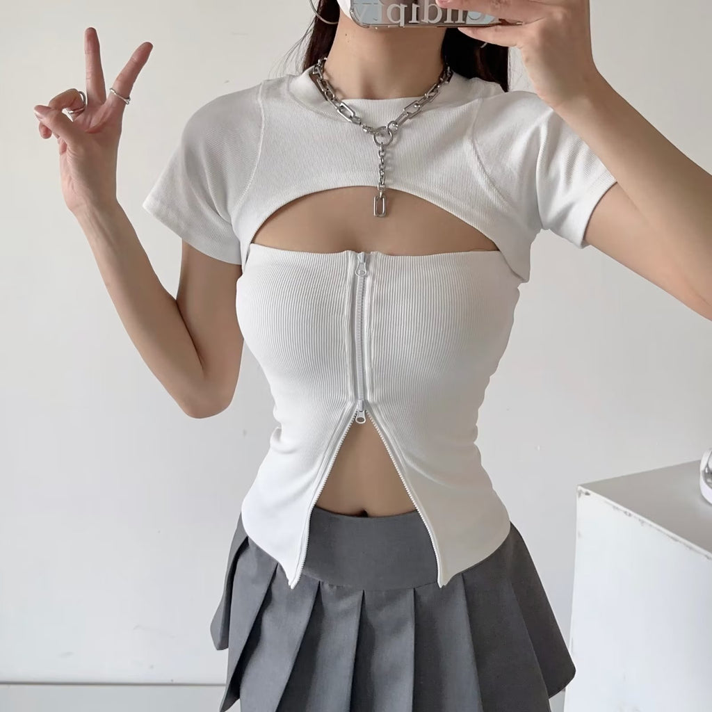 Slim-Fit Zipper Tube Top